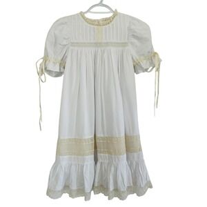 EUC Smock Candy White Lace Heirloom Dress Puff Sleeve Ribbon $114 Girls 6 Formal